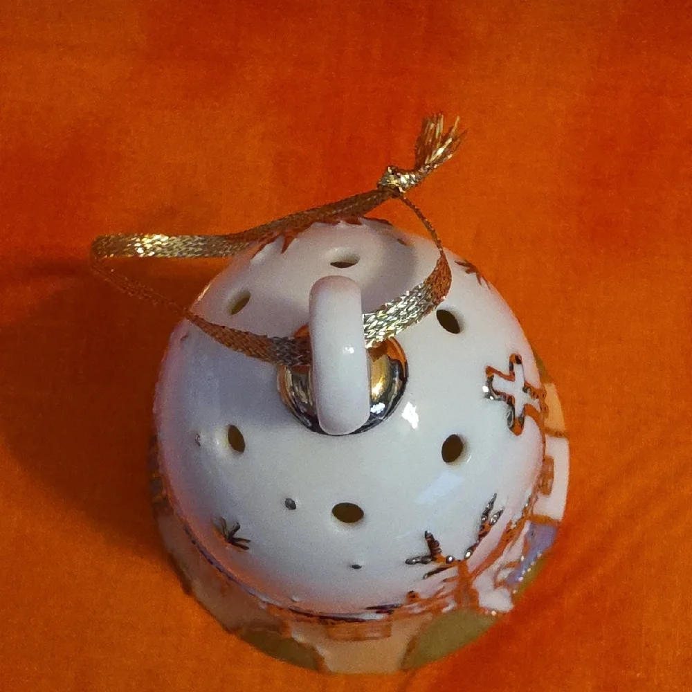 Holiday Ceramic Bell Shaped Scent Ball Ornament